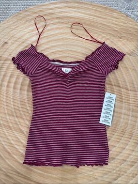 BDG Burgundy and white Striped Top